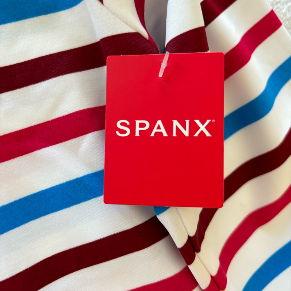 SPANX Long Sleeve Ocean Stripe Hibuscus Swim Shirt--NWT--M - Picture 10 of 14